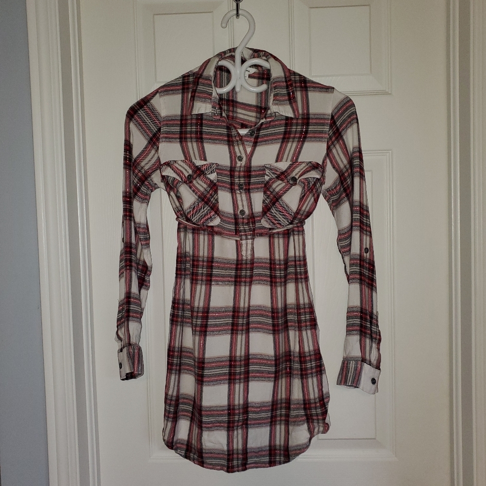 Thyme Maternity Red Plaid Shirt